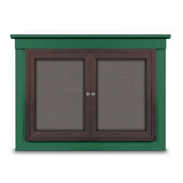 60"x36" 2-Door Enclosed Letterboard, Header, White Vinyl/Lt Oak